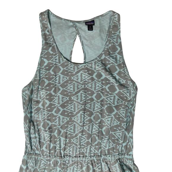 Patagonia West Ashley Sleeveless Organic Cotton Dress Blue Tribal Print M - Picture 3 of 9